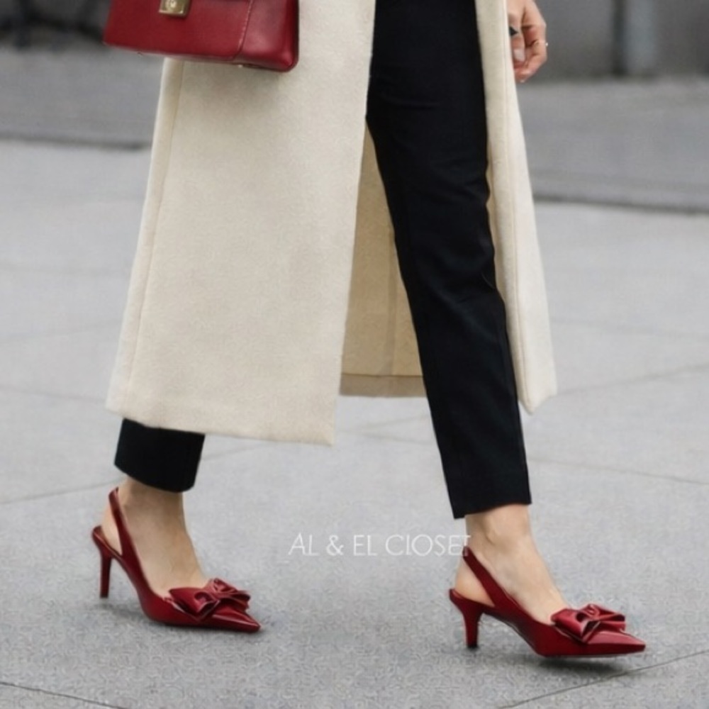 Worthington Wor Michael Red Patent Slingback Bow Heels 6 NWT No Box